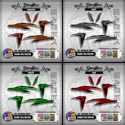CLICK 125 / 150 V3 DECALS ( EL VERDE JRP )【WITH FREEBIES】