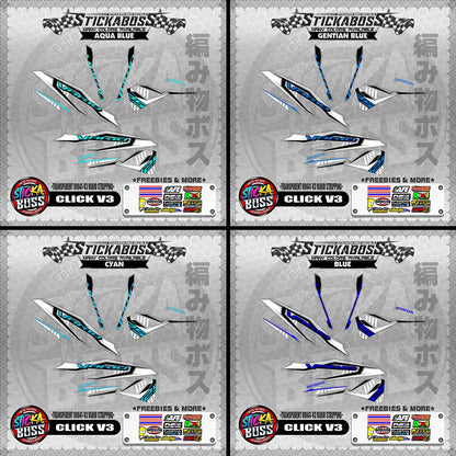 【PREMIUM UV PRINT】TRANSPARENT CLICK 125 V3 DECALS ( 00041-V3 VARIO STRIPPING )【WITH FREEBIES】