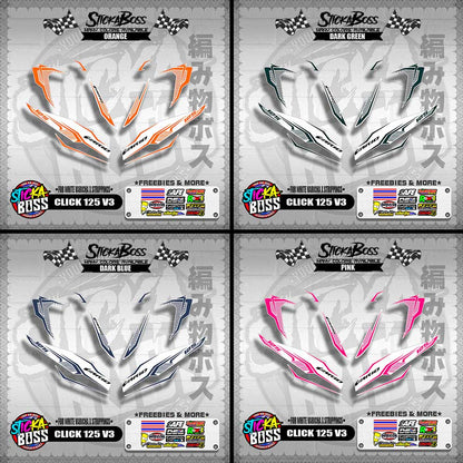 CLICK 125 V3 DECALS ( FOR WHITE VARICHA X STRIPPINGS )【WITH FREEBIES】
