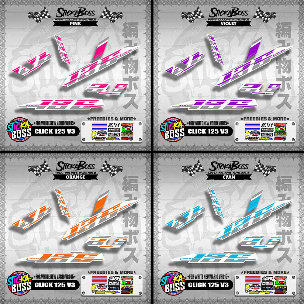 CLICK 125 V3 DECALS ( FOR WHITE NEW VARIO VRD15 ) [ PREMIUM GLOSSY LAMINATED ]【WITH FREEBIES】