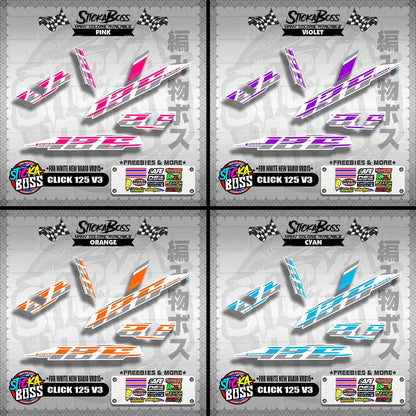 CLICK 125 V3 DECALS ( FOR WHITE NEW VARIO VRD15 ) [ PREMIUM GLOSSY LAMINATED ]【WITH FREEBIES】