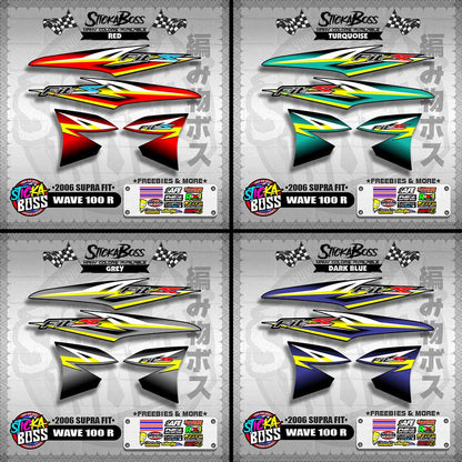 WAVE 100 R STOCK DECALS ( 2006 SUPRA FIT )【WITH FREEBIES】