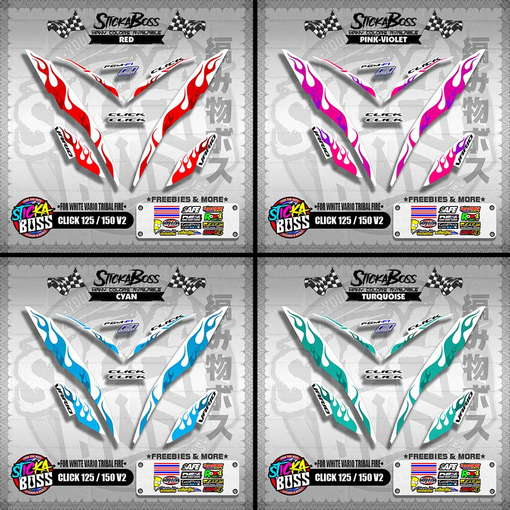 CLICK 125 / 150 V2 DECALS ( FOR WHITE VARIO TRIBAL FIRE )【WITH FREEBIES】