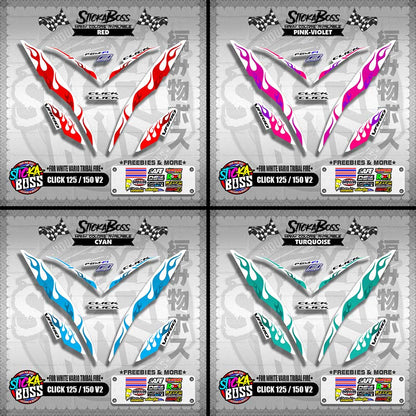 CLICK 125 / 150 V2 DECALS ( FOR WHITE VARIO TRIBAL FIRE )【WITH FREEBIES】