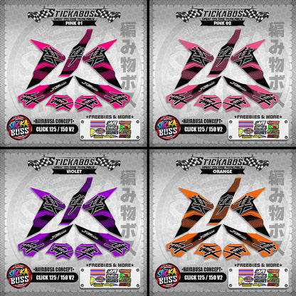 CLICK 125 / 150 V2 STICKER DECALS ( HAYABUSA CONCEPT )【WITH FREEBIES】
