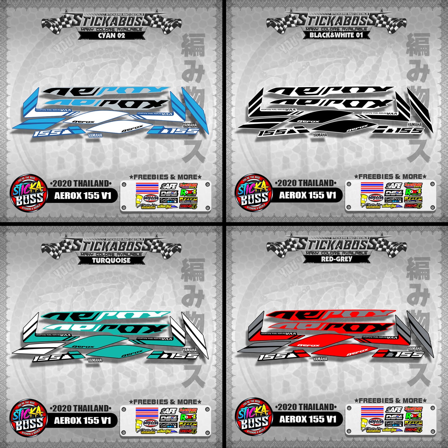 AEROX 155 V1 STOCK DECALS  ( 2020 THAILAND )【WITH FREEBIES】