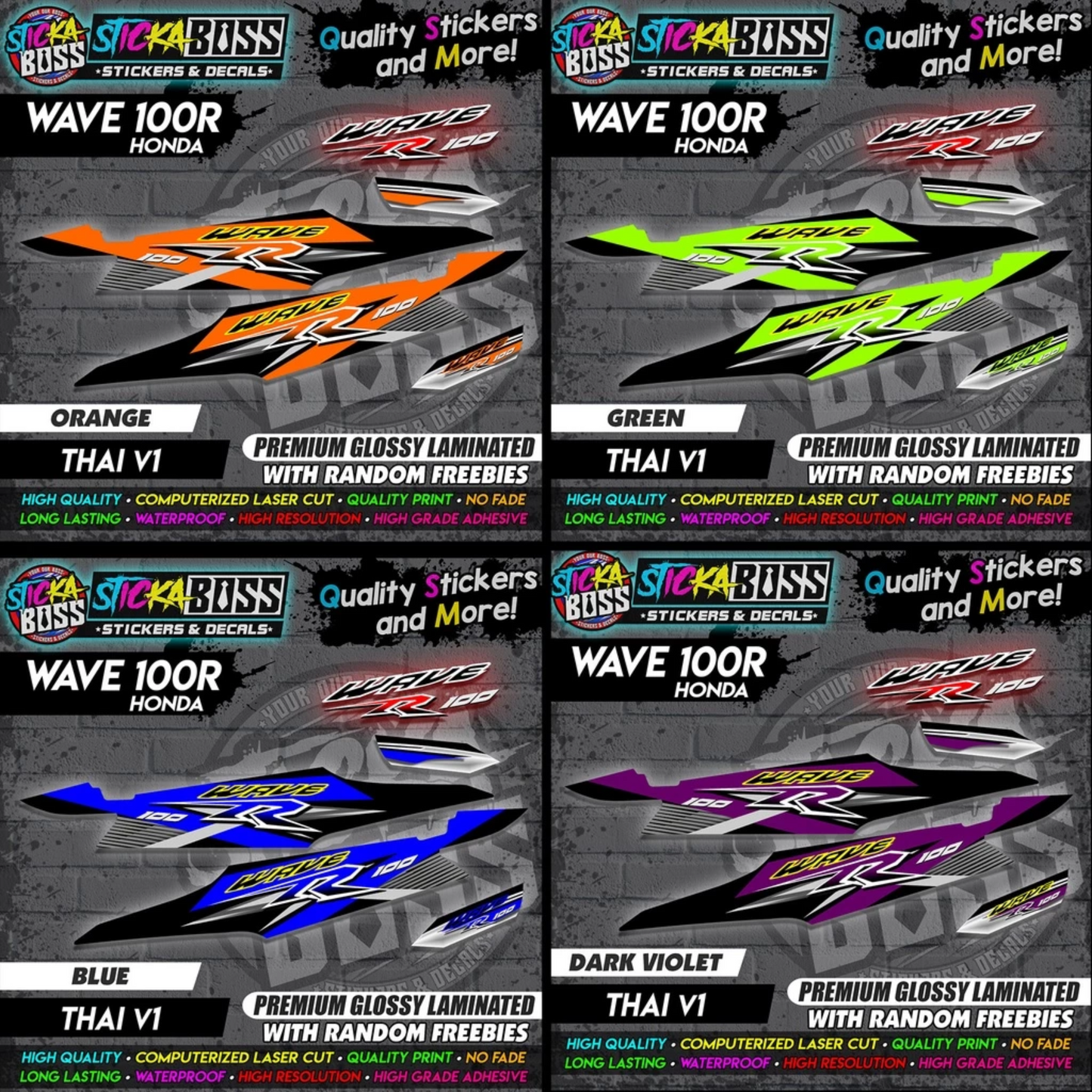 HONDA WAVE 100 R (THAI V1) [STOCK DECALS]【PREMIUM GLOSSY LAMINATED】
