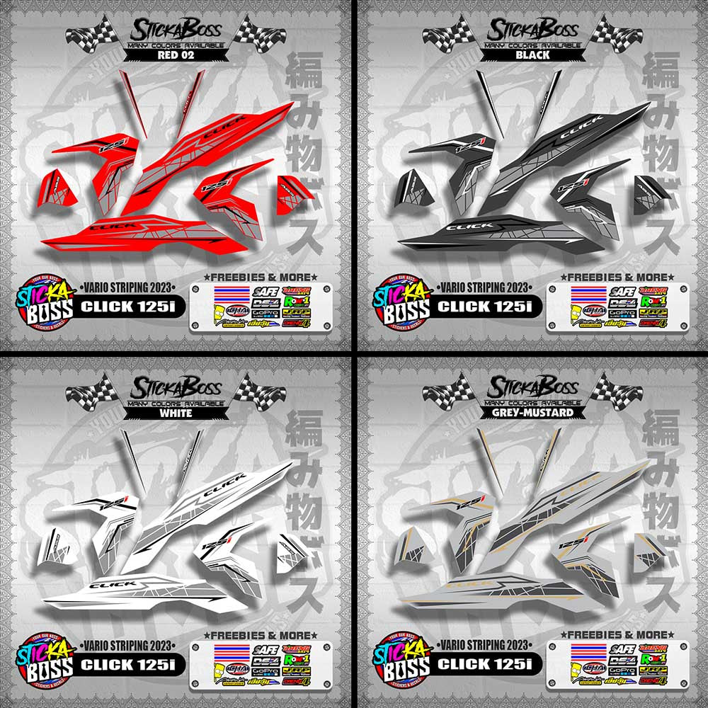CLICK 125i V3 STOCK DECALS ( VARIO STRIPING 2023 )【WITH FREEBIES】