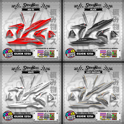 CLICK 125i V3 STOCK DECALS ( VARIO STRIPING 2023 )【WITH FREEBIES】