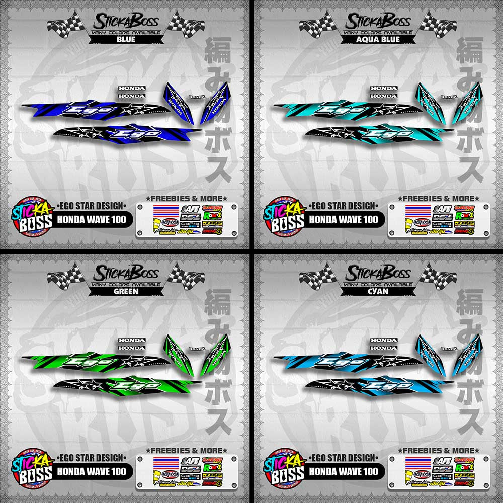 HONDA WAVE 100 DECALS ( EGO STAR DESIGN )【WITH FREEBIES】