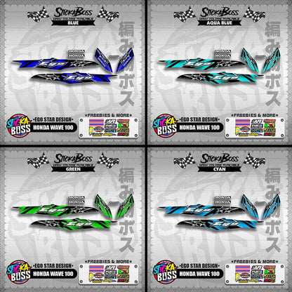 HONDA WAVE 100 DECALS ( EGO STAR DESIGN )【WITH FREEBIES】
