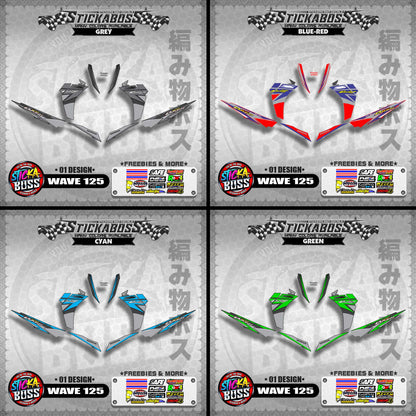 Honda Wave Dash 125 Stock Decals (01 Design)【WITH FREEBIES】Malaysia Concept