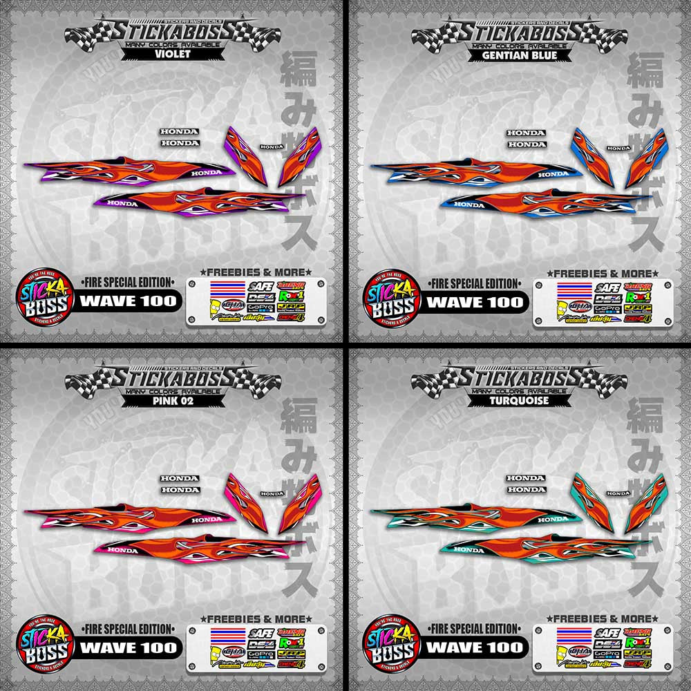 WAVE 100 STICKER DECALS ( FIRE SPECIAL EDITION )【WITH FREEBIES】