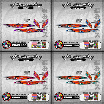 WAVE 100 STICKER DECALS ( FIRE SPECIAL EDITION )【WITH FREEBIES】