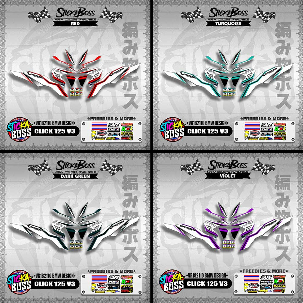CLICK 125 V3 DECALS ( VR182110 BMW DESIGN )【WITH FREEBIES】