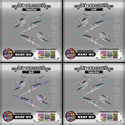 【PREMIUM UV PRINT】TRANSPARENT BEAT FI V3 STICKER DECALS ( SAKURA INSPIRED )【WITH FREEBIES】