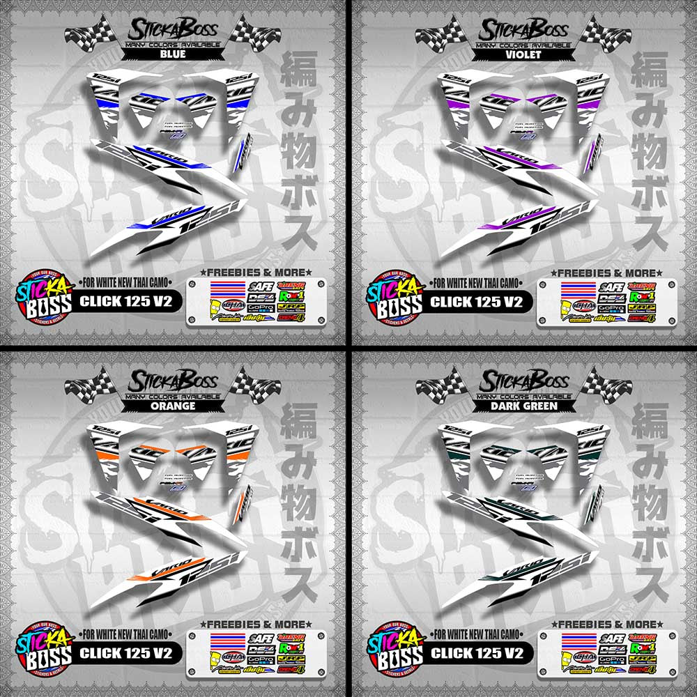 CLICK 125 V2 DECALS ( FOR WHITE NEW THAI CAMO ) WITH FREEBIES】
