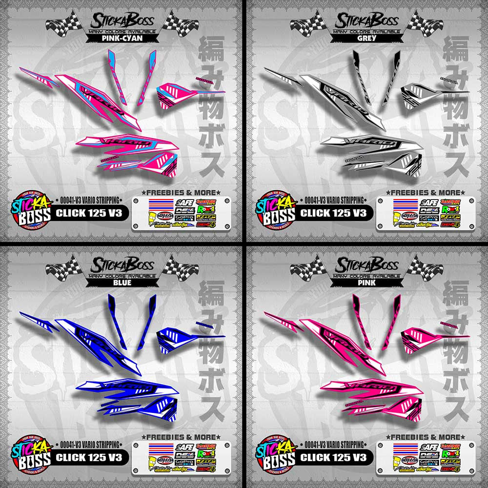 CLICK 125 V3 DECALS ( 00041-V3 VARIO STRIPPING )【WITH FREEBIES】
