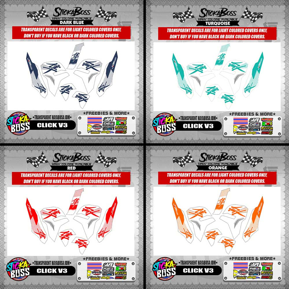 CLICK V3 DECALS ( TRANSPARENT HAYABUSA JDM )【WITH FREEBIES】