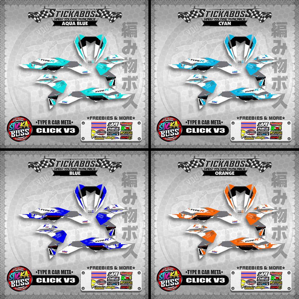 CLICK V3 AUTO CONCEPT STICKER DECALS ( TYPE R CAR META )【WITH FREEBIES】