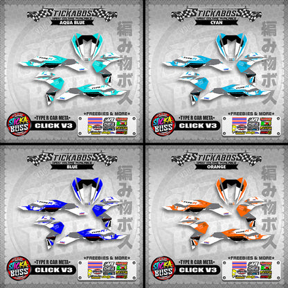 CLICK V3 AUTO CONCEPT STICKER DECALS ( TYPE R CAR META )【WITH FREEBIES】