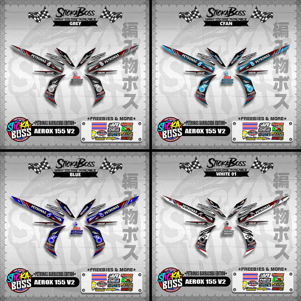 AEROX 155 V2 DECALS ( PETRONAS BARRACUDA EDITION )【WITH FREEBIES】