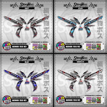 AEROX 155 V2 DECALS ( PETRONAS BARRACUDA EDITION )【WITH FREEBIES】