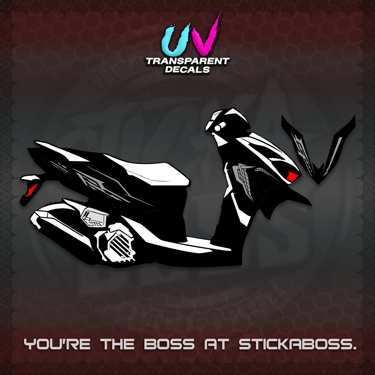 CLICK 125 V4 UV TRANSPARENT DECALS (2026 VEERIZA STYLISH DESIGN) STICKER DECALS By STICKABOSS