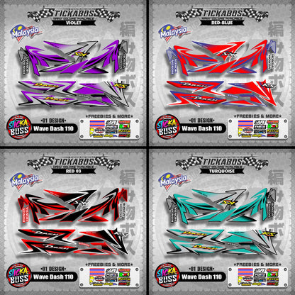Honda Wave Dash 110 Malaysian Decals ( 01 Design ) Malaysia Concept【WITH FREEBIES】