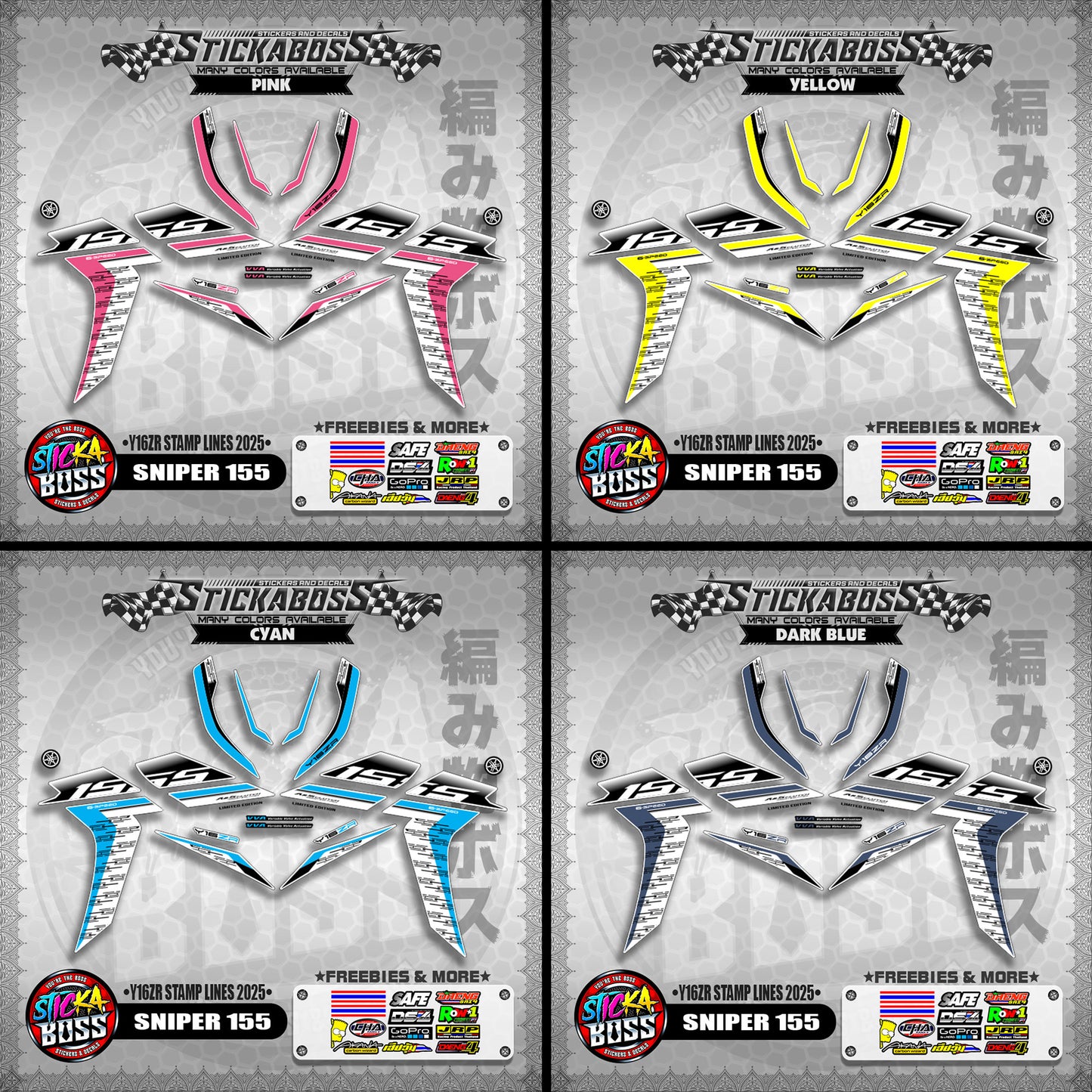 SNIPER 155 STICKER DECALS ( Y16ZR STAMP LINES 2025 )【WITH FREEBIES】