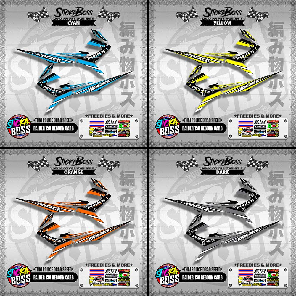 RAIDER 150 REBORN CARB DECALS ( THAI POLICE DRAG SPEED )【WITH FREEBIES】