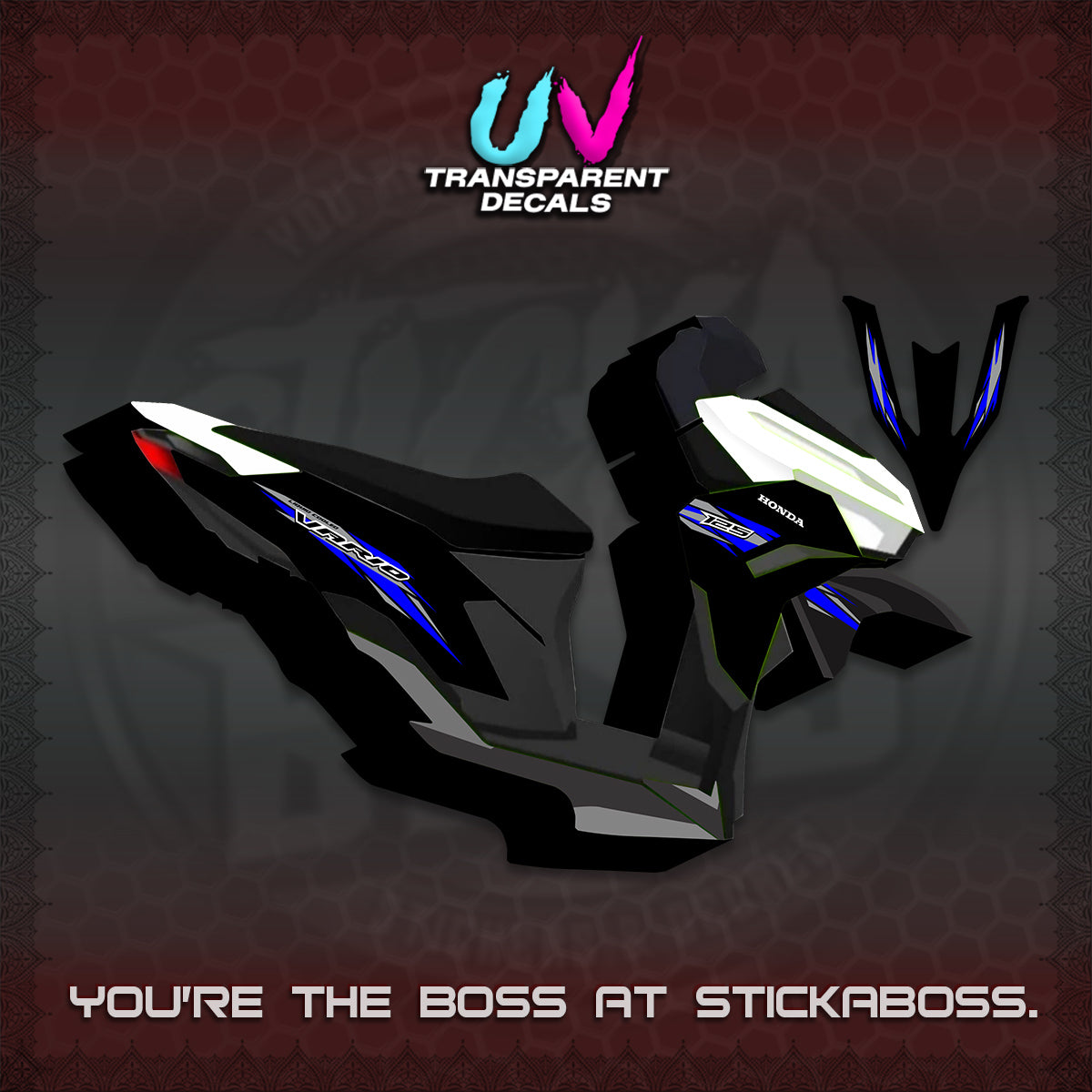 CLICK 125 V3 INDO UV TRANSPARENT DECALS (2024 SV 22-A1 STYLE) STICKER KITS By STICKABOSS