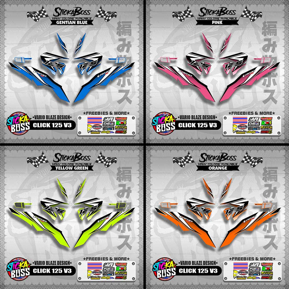 CLICK 125 V3 DECALS ( VARIO BLAZE DESIGN )【WITH FREEBIES】