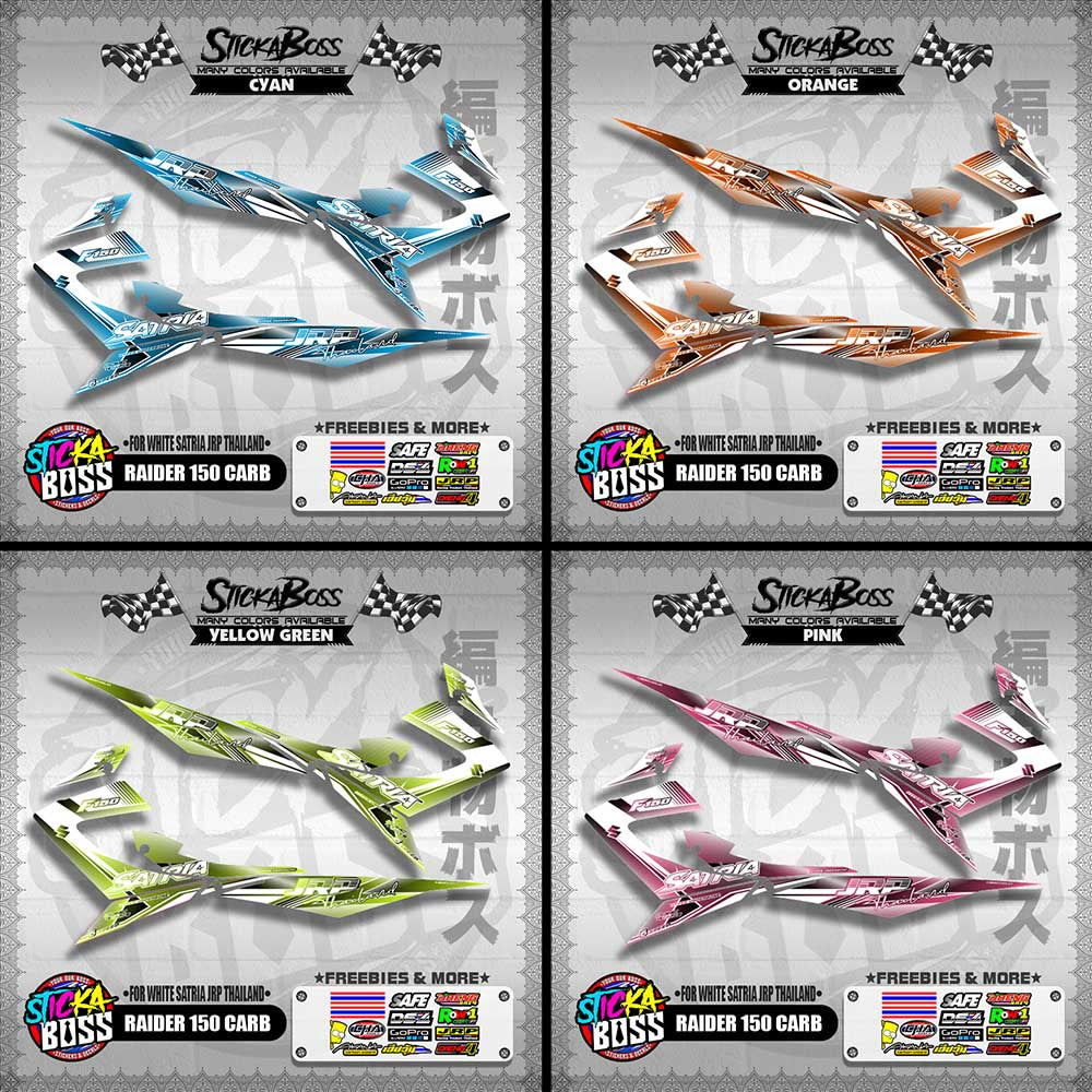 RAIDER 150 CARB DECALS ( FOR WHITE SATRIA JRP THAILAND )【WITH FREEBIES】