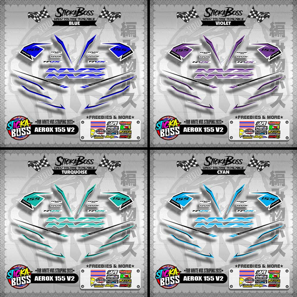 AEROX 155 V2 DECALS ( FOR WHITE NVX STRIPING 2023 )【WITH FREEBIES】