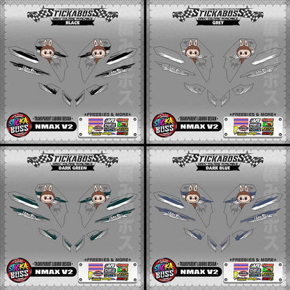【PREMIUM UV PRINT】TRANSPARENT NMAX V2 STICKER DECALS ( LABUBU DESIGN )【WITH FREEBIES】
