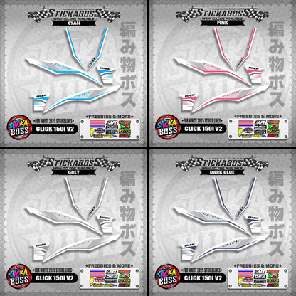 CLICK 150i V2 STICKER DECALS ( FOR WHITE 2025 STRIKE LINES )【WITH FREEBIES】