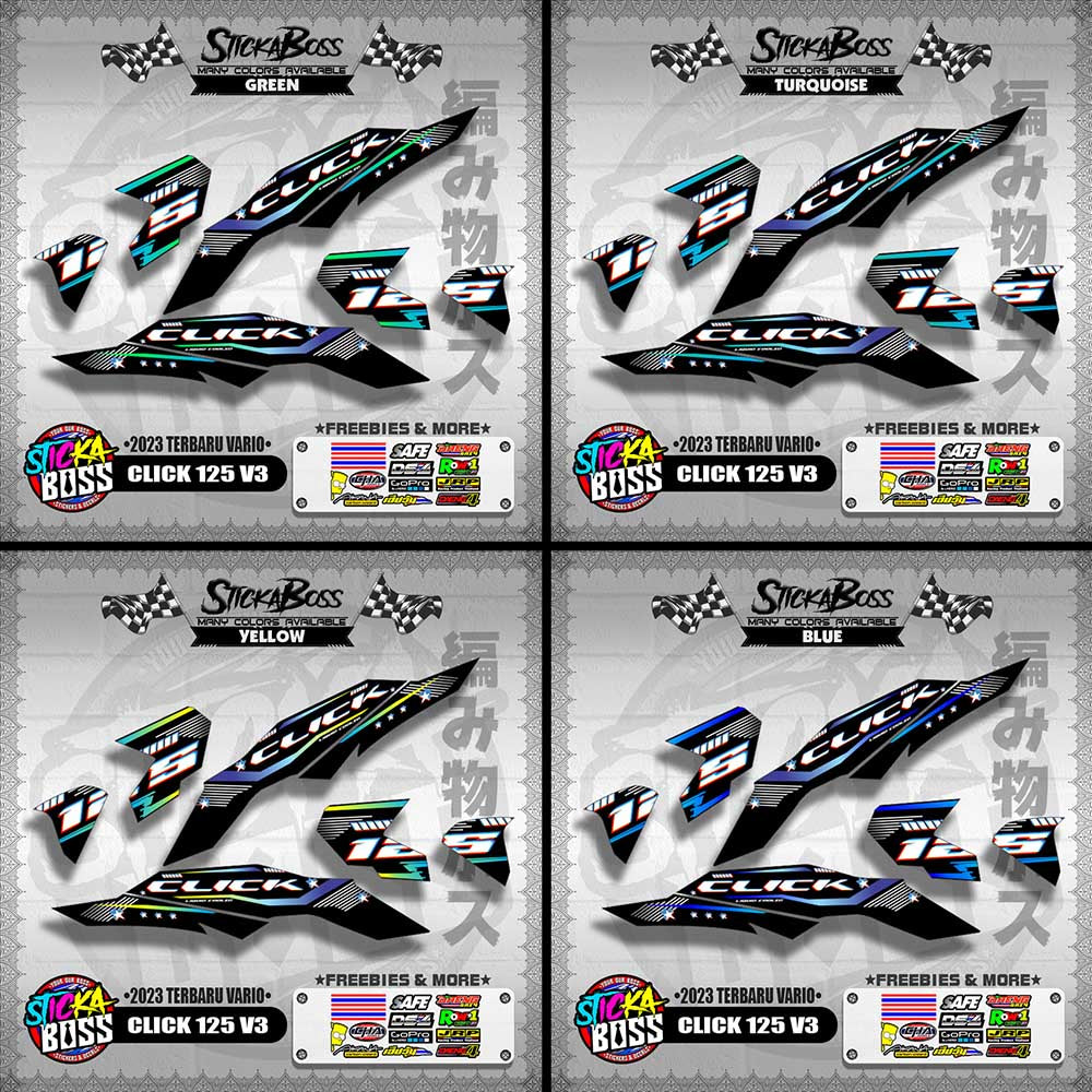 CLICK 125 V3 DECALS ( 2023 TERBARU VARIO ) [ PREMIUM GLOSSY LAMINATED ]【WITH FREEBIES】