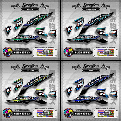 CLICK 125 V3 DECALS ( 2023 TERBARU VARIO ) [ PREMIUM GLOSSY LAMINATED ]【WITH FREEBIES】