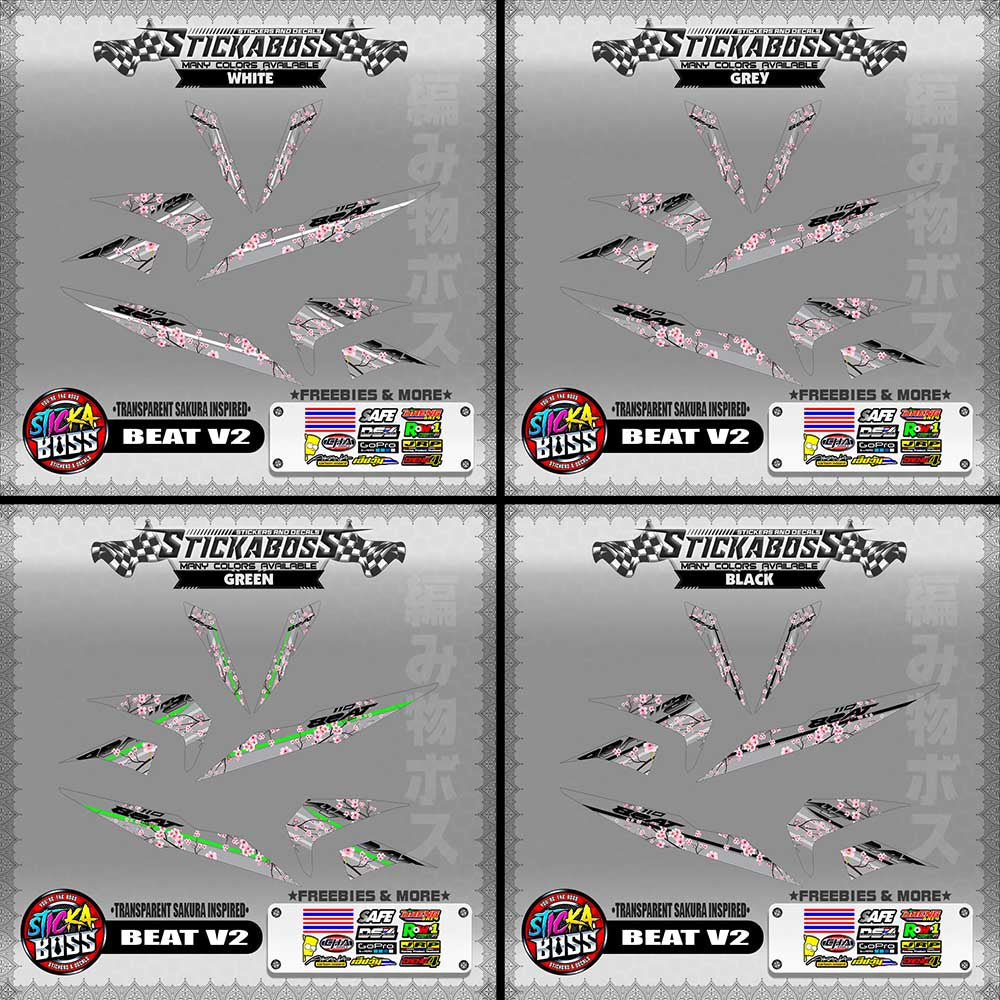 【PREMIUM UV PRINT】TRANSPARENT BEAT FI V2 STICKER DECALS ( SAKURA INSPIRED )【WITH FREEBIES】