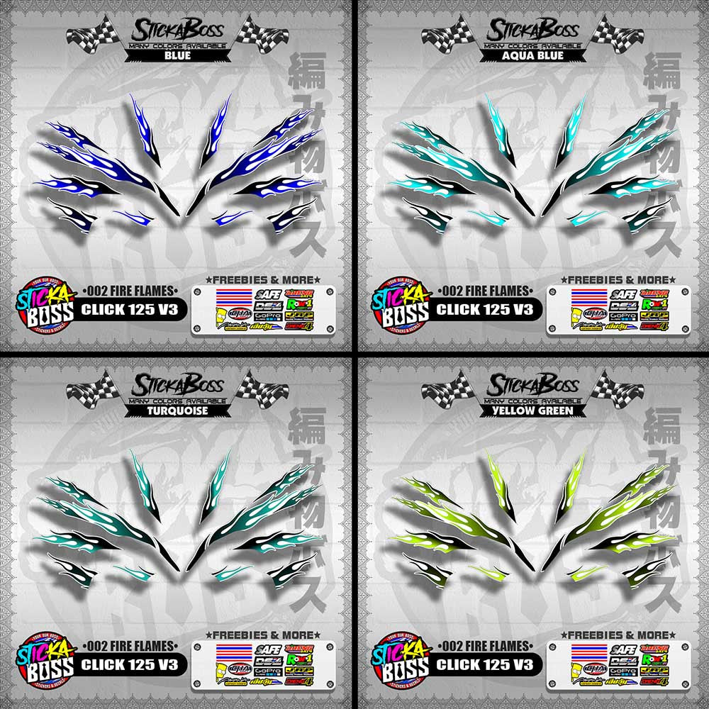CLICK 125 V3 DECALS ( 002 FIRE FLAMES )【WITH FREEBIES】