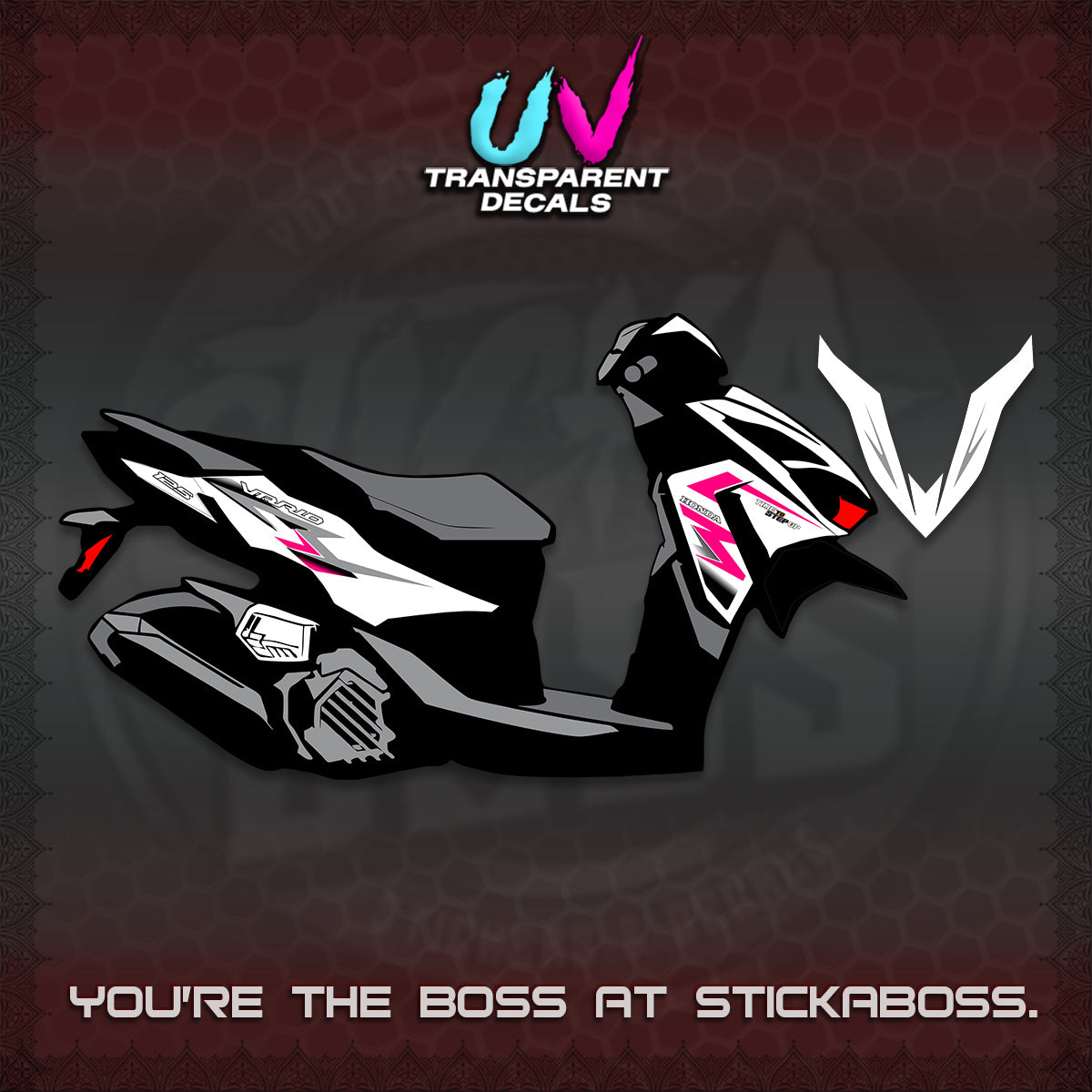 CLICK 125 V4 VARIO UV TRANSPARENT DECALS (2026 VR0006 DESIGN) STICKER KITS BY STICKABOSS