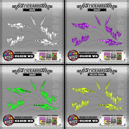 【PREMIUM UV PRINT】TRANSPARENT CLICK V3 INDO STICKER DECALS (2025 SHARP ABSTRACT )【WITH FREEBIES】