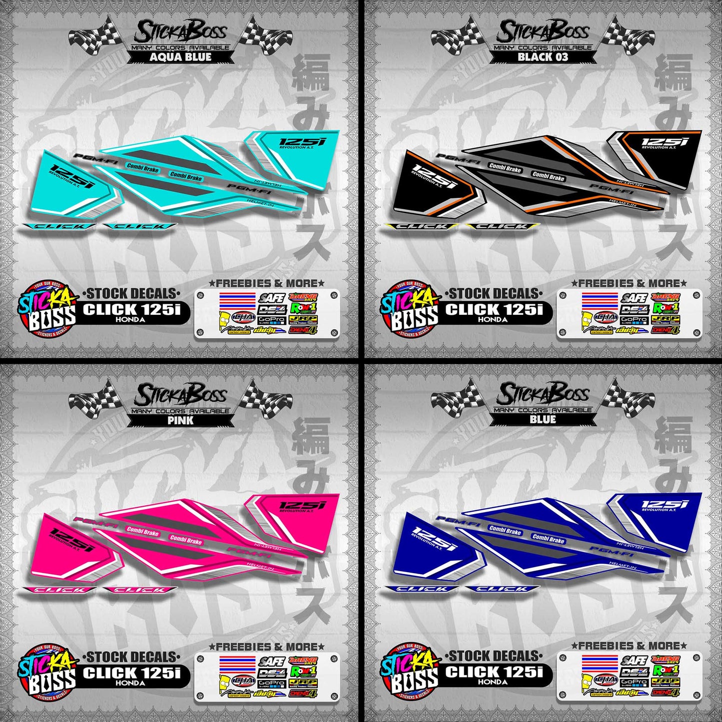 CLICK 125i V1 ( STOCK DECALS ) 【WITH FREEBIES】