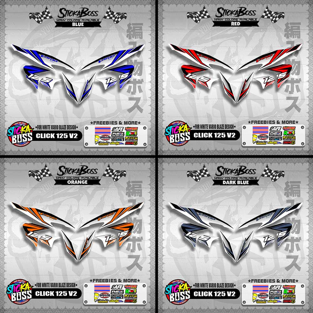 CLICK 125 V2 DECALS ( FOR WHITE VARIO BLAZE DESIGN )【WITH FREEBIES】