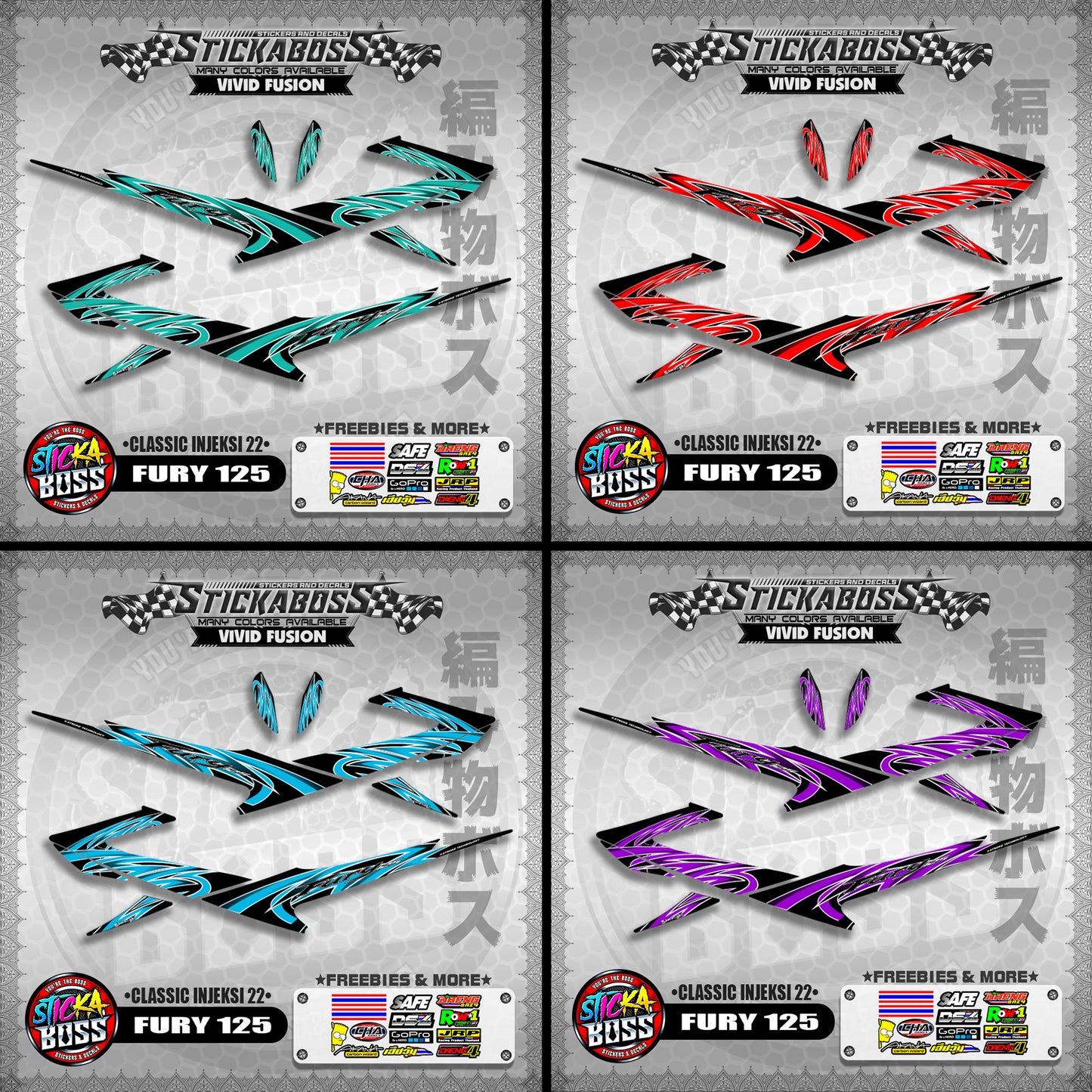 FURY 125 STICKER DECALS ( CLASSIC INJEKSI 22 )【WITH FREEBIES】