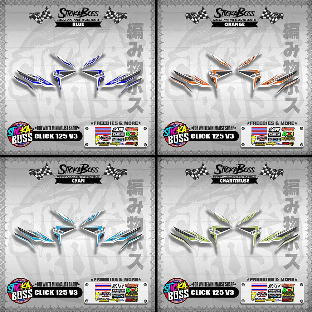 CLICK 125 V3 DECALS ( FOR WHITE MINIMALIST SHARP )【WITH FREEBIES】