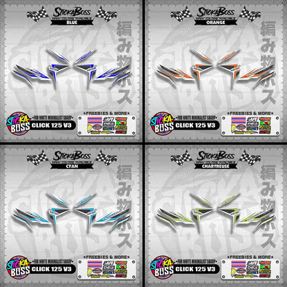 CLICK 125 V3 DECALS ( FOR WHITE MINIMALIST SHARP )【WITH FREEBIES】