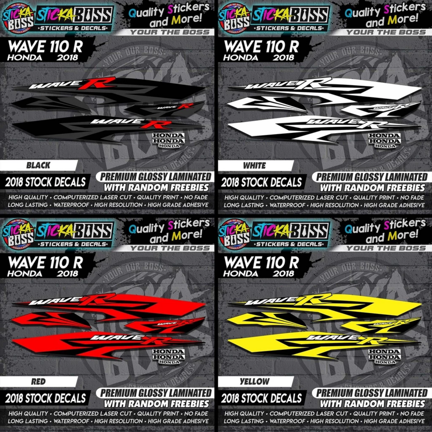 Wave 110 R (2018 Stock Decals)【PREMIUM GLOSSY LAMINATED】