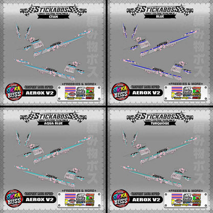 【PREMIUM UV PRINT】TRANSPARENT AEROX 155 V2 ( SAKURA INSPIRED )【WITH FREEBIES】